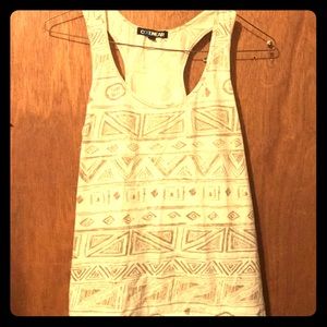 Off white/cream colored, patterned Tank Top